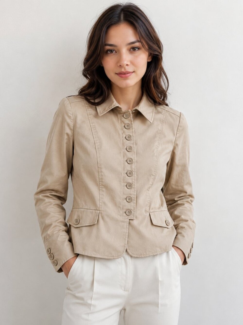 Kenar Soft Tencel Shirt Jacket Blazer Tan Button Up